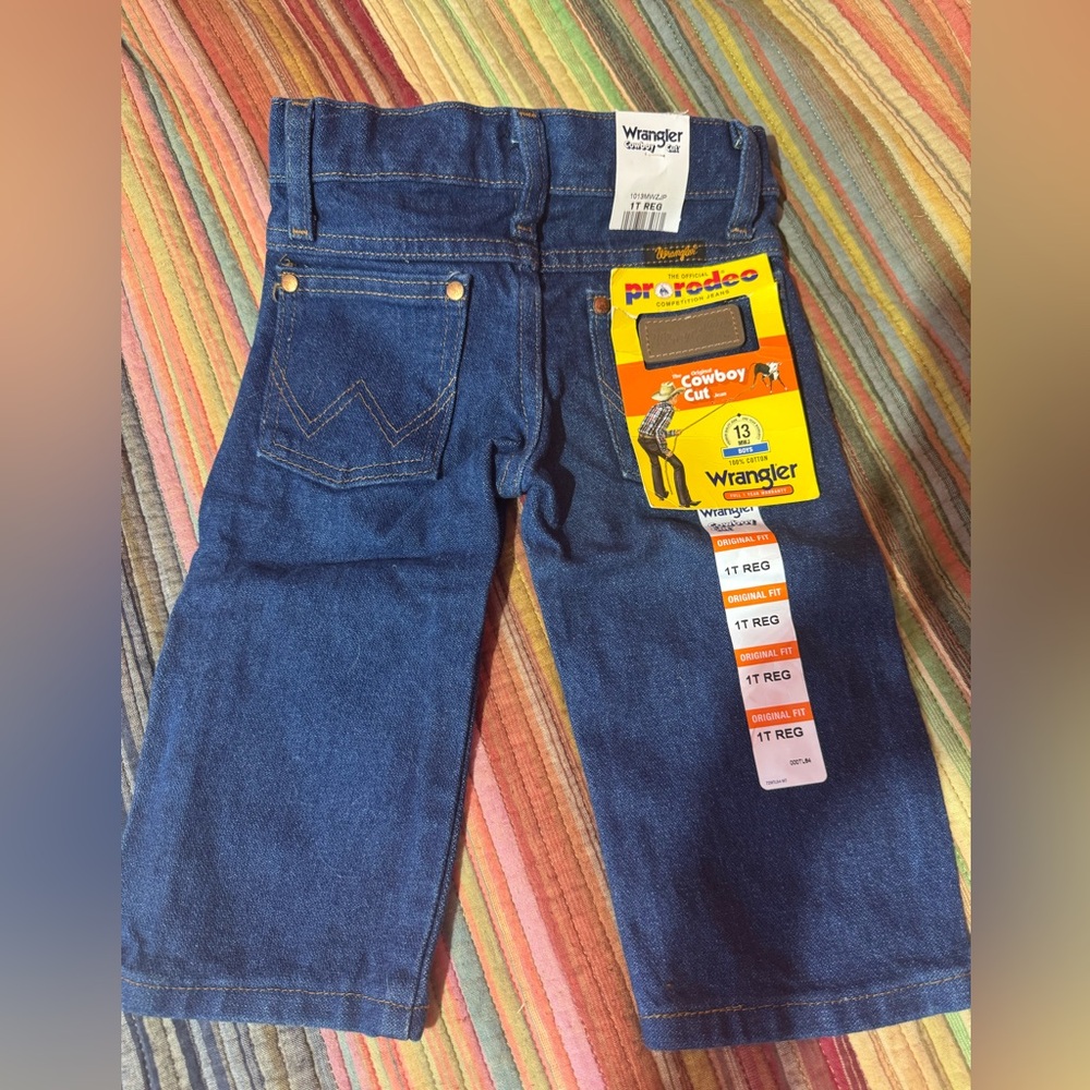 Toddler Wrangler blue jeans.